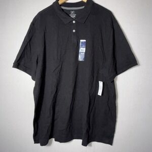 George Mens Black Pique Polo Short Button Up Collared Sleeve Shirt Size 3XL NWT